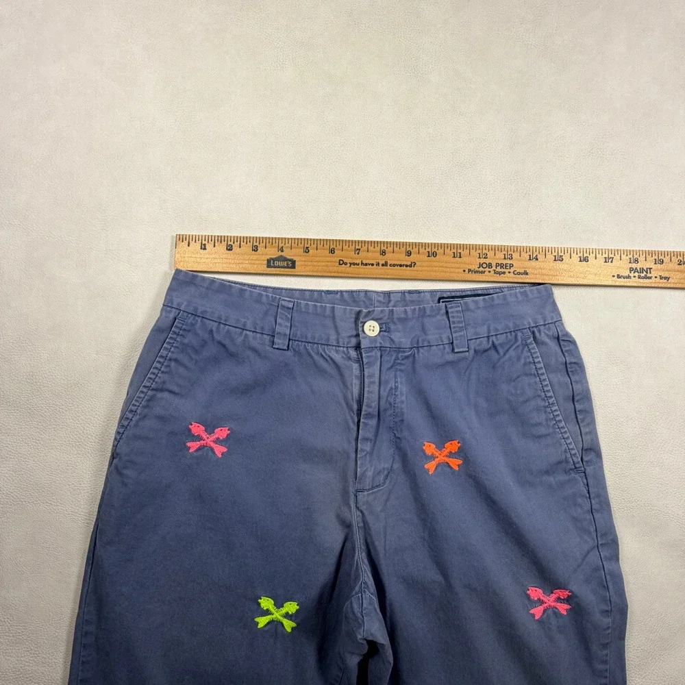 Vineyard Vines‎ Mens 30x30 Navy Blue Neon Embroidered Fish Skeleton Chino Pants